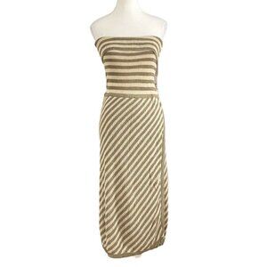 Kenzo Strapless Beige and White Dress